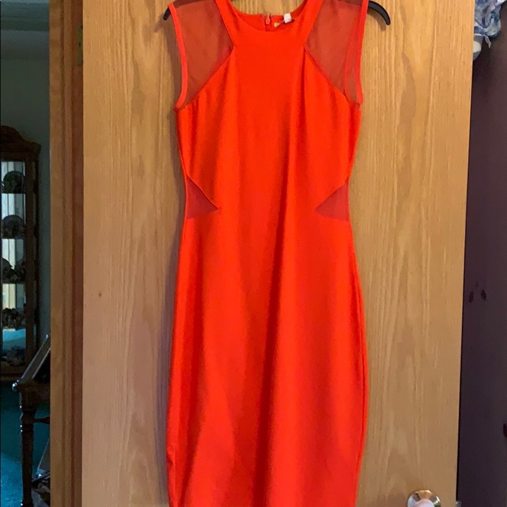 Bright Orange Cut Out Dress